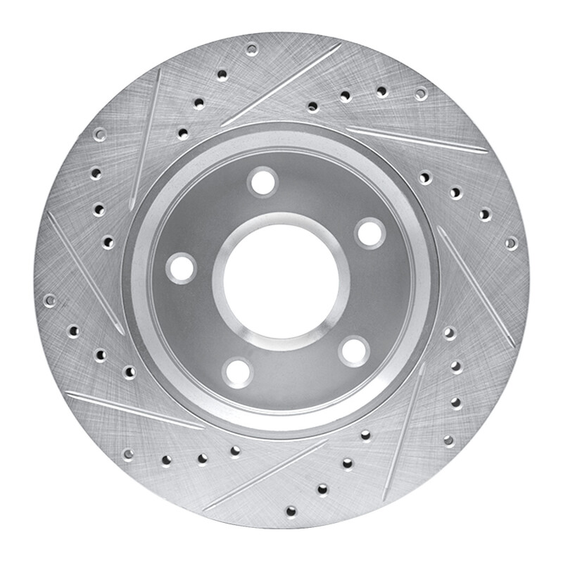 Chrysler Town & Country Brake Rotor (1) - Front Right - R1 Concepts - Drilled & Slotted - Silver - `08-`16
